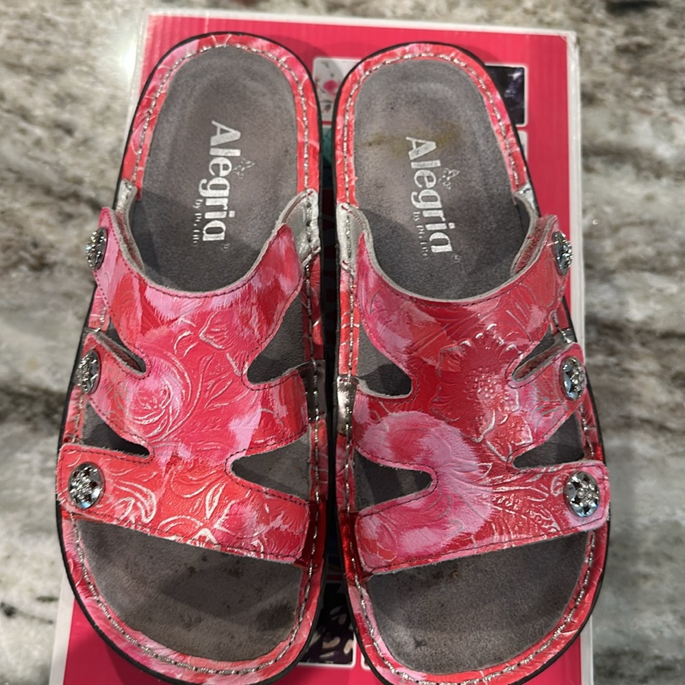 Algeria FIO slide-slip on Sandal with Velcro closure Artisan Red size 36/6 - Picture 2 of 6